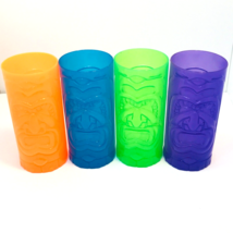 4 Tiki Mug Tumblers Light Plastic Luau Outdoor Living Patio Tropical Beach Party - £19.41 GBP