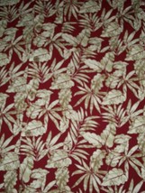 Roundtree &amp;  York Hawaiian Shirt Red Foral Palm Leaves Hawaii Beige Large LG L - £35.85 GBP