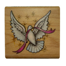 Comotion Dove with Ribbon & Stars Peace Small Rubber Stamp 831 Vintage 1995 New - $4.97