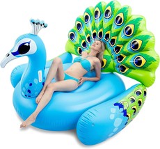 Joyin Inflatable Peacock Pool Float - Giant Green Peacock Ride On Raft For - $760.76 MXN