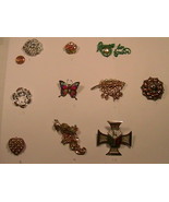 [h3e] Lot of 9 VINTAGE COSTUME PINS &amp; BROOCHES - £21.95 GBP