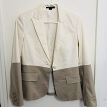 Theory Women&#39;s Size 0 Tan Ivory Color Block Blazer Jacket Stretch Cotton... - £23.17 GBP