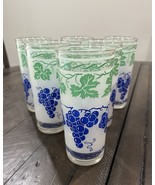Vintage Hazel Atlas Highball Glasses - Purple Grapes and Green Leaves - ... - $556.59 MXN