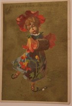 Victorian Trade Card Au Pantheon Young Girl Dancing Gold Background VTC 2 - £3.72 GBP