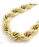 Huge 20mm Golden Tone Thick Hollow Rope 36 Inch Long Necklace Hip Hop Dookie Men