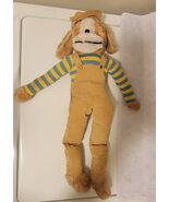 Vintage Atlanta Novelty Gerber Plush Dog Hound Tan Hat Overalls Stripe K... - $50.38 CAD