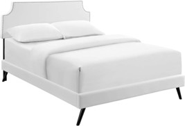 Modway Corene Faux Leather Upholstered Queen Platform Bed Frame With Round - £247.79 GBP