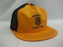 Oromocto Lions Club Hat Vintage K Brand Blue Yellow Snapback Trucker Cap - £16.05 GBP