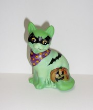 Fenton Glass Green Halloween Batman Cat Figurine FAGCA 2020 Ltd Ed of 18 Burton - £193.46 GBP
