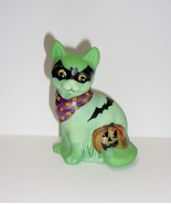 Fenton Glass Green Halloween Batman Cat Figurine FAGCA 2020 Ltd Ed of 18... - £193.46 GBP