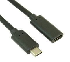 3Ft Usb 3.2 Gen 2 Type-C Male To Female Extension Cable 10 Gbps Black - £23.69 GBP
