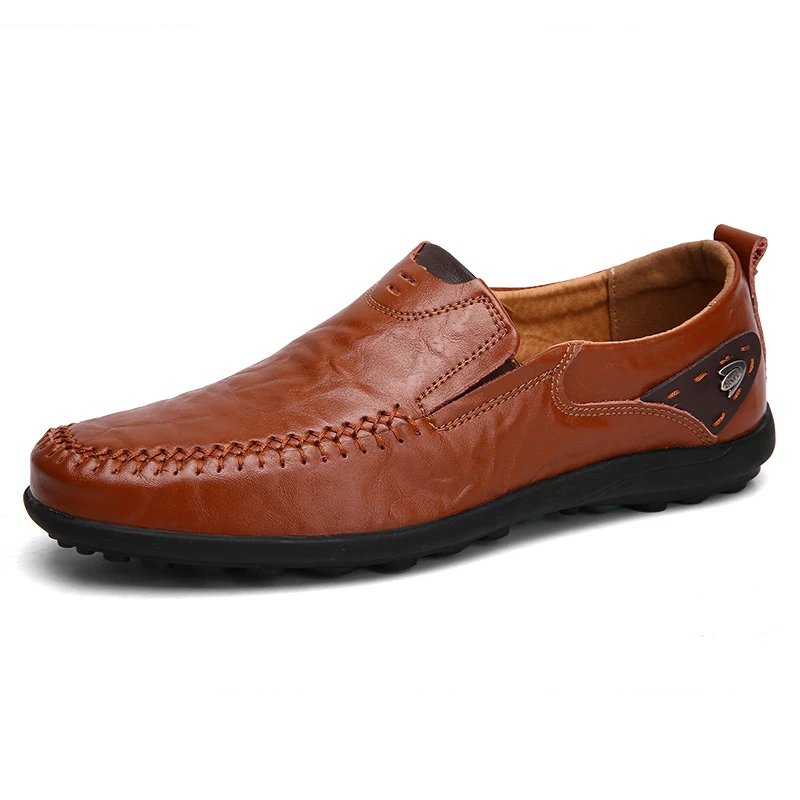 Leather Men&#39;s Loafers Comfortable Slip-on Driving Casual Shoes Soft Bott... - $31.33