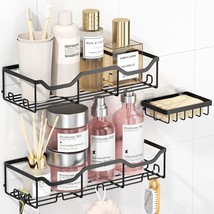 Black Shower Caddy Adhesive For Wall: Small Shower Organizer Wall Mount - Self A - $16.99