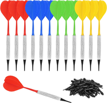 12 Pcs Soft Tip Darts, Bar Dart, Plastic Tip Darts Set, Attach Extra 100... - $16.89