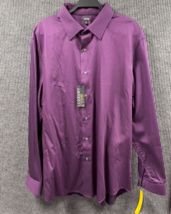 VTG APT 9 Luxury Shirt Mens XL Purple Black Striped Modern Fit Button Do... - $24.62