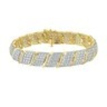 10.5Ct Coupe Ronde Simulé 14k Jaune Plaqué Or Vague Tennis Bracelet 7 &quot; ... - $549.95