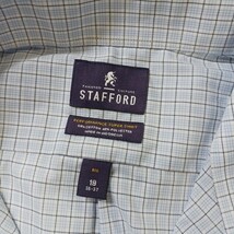 Stafford RN#93677 Mens White Plaid Button-Up Long Sleeve Shirt Sz Big 19 (36-37) image 3