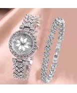 Watch/bracelet set silver diamond Free shipping Free heart earrings - £19.75 GBP