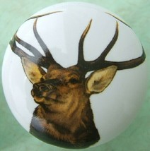 Ceramic Cabinet Knobs Elk Caribou #3 Lg wildlife deer - £3.51 GBP