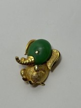 VTG Marcel Boucher Elephant Brooch Pin Green Lucite Head Rhinestone Eye #8690P - £47.94 GBP