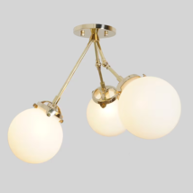 Mid Century Modern Style 3 Globe Light Brass Ceiling Light Fixture Chandelier - £235.91 GBP