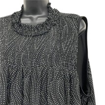 CATO Tank Top Blouse Black White Polka Dot Ruffled Collar Size 22/24 - £10.04 GBP