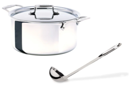 All-Clad D55508 D5 Polished Non-stick 5-Ply 8-qt Stock Pot with Lid &amp; 14in Ladle - £119.57 GBP