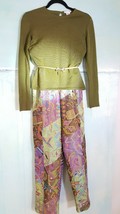 SALE ✔OSCAR DE LA RENTA BEAUTIFUL SILK  GREEN MULTI EMBROIDERED FLORAL P... - $71.04
