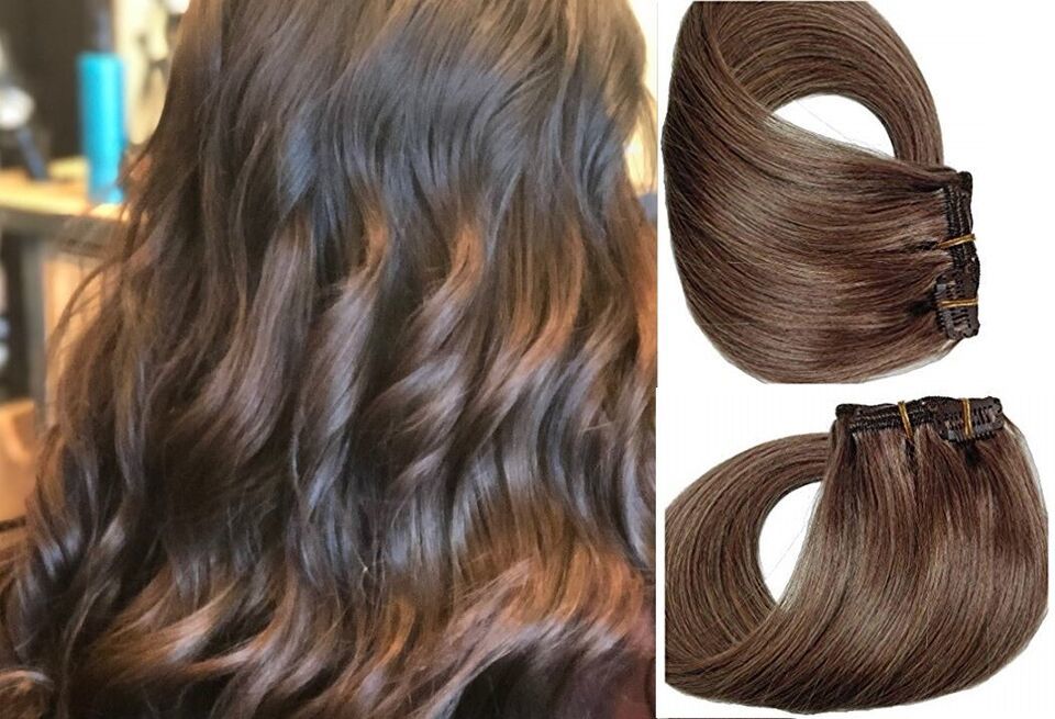 16", 18" 100% Human Hair Clip in Extensions Soft Silky Straight 70 Grams # 4 - £39.12 GBP - £43.04 GBP