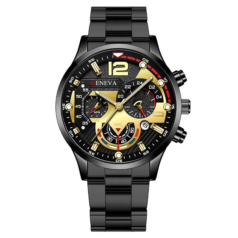 Luxury Men Watch Fashion Stainless Steel Watch Calendar Quartz Wristwatc... - £13.21 GBP