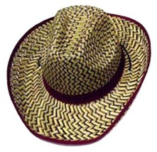 2 Maroon Zig Zag Straw Cowboy Hat #111 Country Western Hats Mens Ladies Rodeo - £9.98 GBP