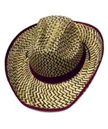 2 MAROON ZIG ZAG STRAW COWBOY HAT #111 country western hats mens ladies ... - £9.80 GBP