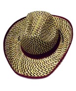 2 MAROON ZIG ZAG STRAW COWBOY HAT #111 country western hats mens ladies ... - $16.81 CAD