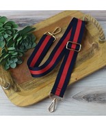 Navy Blue Red Preppy Stripe Adjustable Crossbody Bag Purse Guitar Strap - $24.75
