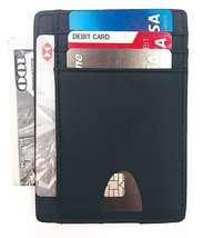 1 Pcs Smooth Black Carbon Fiber Leather Holder Slim Card Wallet - £14.14 GBP