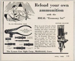 1952 Print Ad Lyman Gun Sight Co. Ideal Ammo Reloader Middlefield,Connec... - $9.88