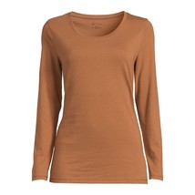 No Boundaries Juniors Scoop Neck T-Shirt with Long Sleeves, Brown Size XL(15-17) - $14.84