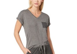 Alfani Womens Contrast-Pocket V-Neck Pajama Top Only,1-Piece,Honey Combgeo,M - £50.26 GBP