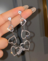 Flash diamond temperament love tassel earrings advanced sense of face thin - $19.80