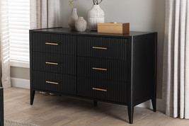 Albert Black Fluted Wood 6-Drawer Dresser - $15,126.14 MXN