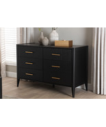 Albert Black Fluted Wood 6-Drawer Dresser - $15,139.29 MXN