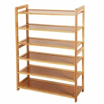 Solid Wood 6-Shelf Shoe Rack - Holds up to 24 Pair of Shoes - £89.20 GBP