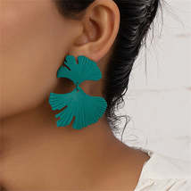 Green Ginkgo Leaves Drop Earrings - £10.24 GBP