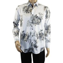 Men Sports Shirt by DE-NIKO Long Sleeves Fashion Print Soft Modal 2007020 White image 3