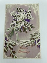 Vintage Postcard, Undivided Back, Glitter, Happy Easter Greetings 1906 Gorgeous - £5.76 GBP
