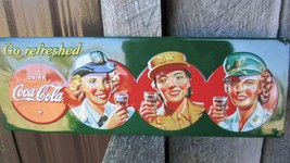Coca-Cola 3-D Embossed Tin Sign Women of the Military Go Refreshed - £13.03 GBP