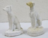 Pair of 19th Century White Whippet or Greyhound Bisque Dog Figurines - $78.21