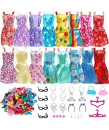 42 Pack For Barbie Doll Clothes Party Gown Outfit Shoe Glass Necklace Fo... - £7.04 GBP
