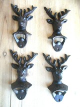 4 CAST IRON DEER BOTTLE OPENERS OPEN HERE OPENER DECOR BEER BAR SODA WAL... - $498.99 MXN