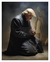 President Donald Trump Kneeling Down &amp; Praying 8X10 Ai Photo - $8.49